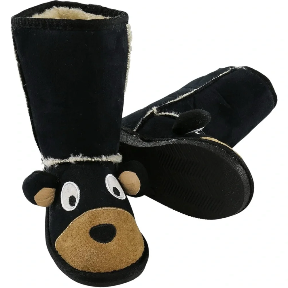 Lazy One Kid's Bear Slipper Boots - Toasty Toez - Fleece Lined - XXS (kids 4-5)